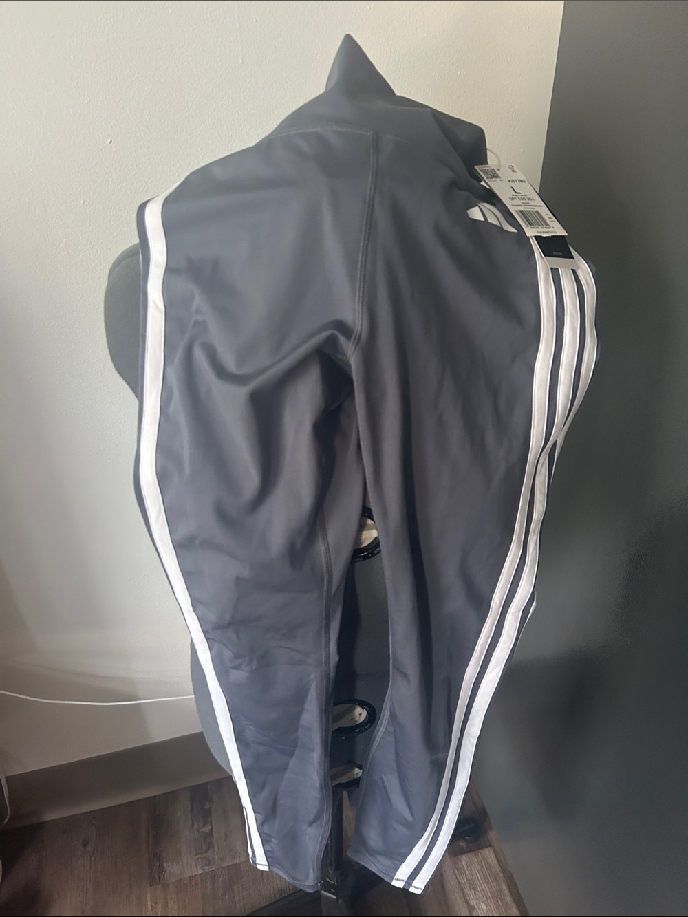 adidas Gray Joggers with White Signature Stripes